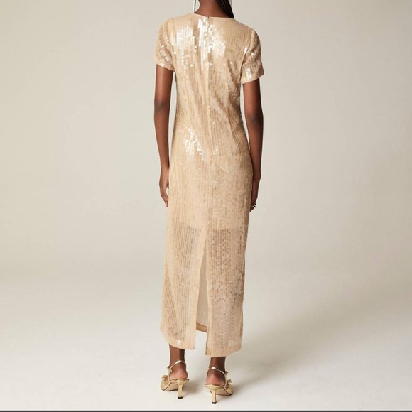 J. Crew Collection Sequin short-sleeve slip dress in Gold Cream size 4 - Picture 16 of 16
